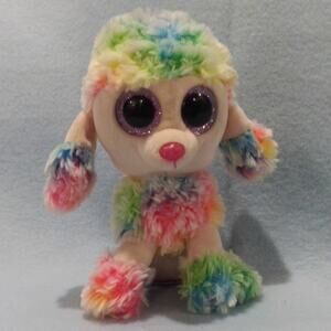 TY Beanie Boos “Rainbow” Multicolor Poodle Plush – 6” – Good Condition (No Tag)